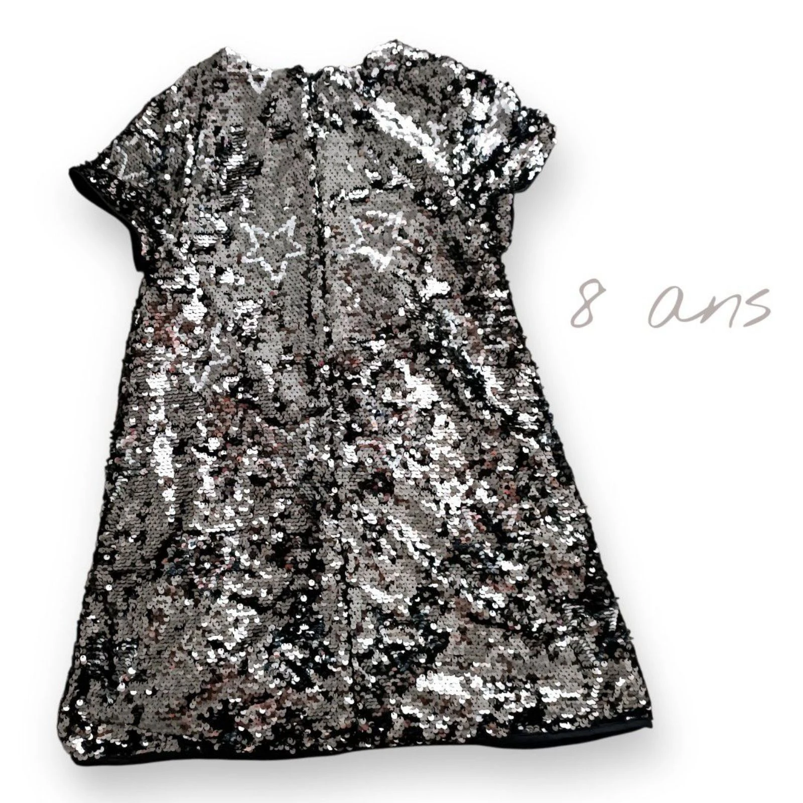 🌟 robe Okaïdi sequins gris métallisés – effet wahou garanti – 8 ans 🌟 – photo 2